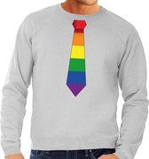 Gaypride regenboog stropdas sweater grijs voor heren S