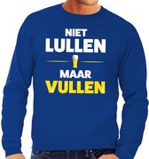 Niet Lullen maar Vullen tekst sweater blauw 2XL