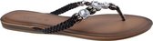 Identity Teenslipper Jewels Dames Zwart Maat 36