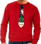 Foute kersttrui / sweater met stropdas van kerst print rood voor heren M (50)