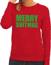 Foute kersttrui / sweater Merry Shitmas rood voor dames - Kersttruien XS (34)