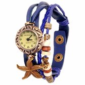 Fako® - Armband Horloge - Zeester - Donkerblauw