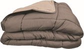 Bedrukt Dekbed Hoesloos Wasbaar Zonder Overtrek Extra Breed - Zelesta® Easybed - Taupe & Linnen 160x220cm