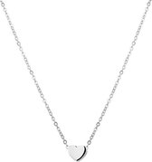 The Fashion Jewelry Collection Ketting Hart 1,1 mm 41 + 4 cm - Zilver Gerhodineerd