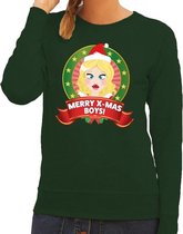 Foute kersttrui / sweater sexy kerstvrouw - groen - Merry Christmas boys voor dames 2XL (44)