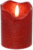 LED kaars/stompkaars kerst rood 9 cm flakkerend - Kerst diner tafeldecoratie - Home deco kaarsen