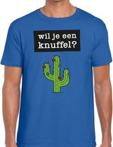 Wil je een Knuffel heren shirt blauw - Heren feest t-shirts XL