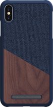 Nordic Elements Frejr backcover voor Apple iPhone Xs Max -  Walnoot hout / donkerblauw textiel