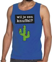 Wil je een Knuffel tekst tanktop / mouwloos shirt blauw 2XL