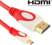 Vergulde Micro HDMI naar 19 Pin HDMI kabel, 1.4 Versie, ondersteunt 3D / HD TV / XBOX 360 / PS3 / Projector / DVD speler etc, Lengte: 1.5m (rood)