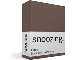 Snoozing - Katoen - Extra Hoog - Hoeslaken - Lits-jumeaux - 180x200 cm - Taupe