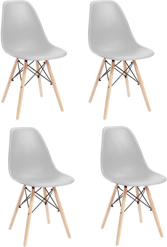 Dekking premie thema Milano design stoel - grijs - 4 delige set - keuken - huiskamer - AP  Meubels | bol.com