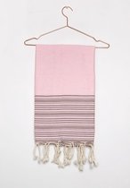 Lantara Hamamdoek Monaco Wafel - Licht roze met Taupe streepjes - 100x200cm