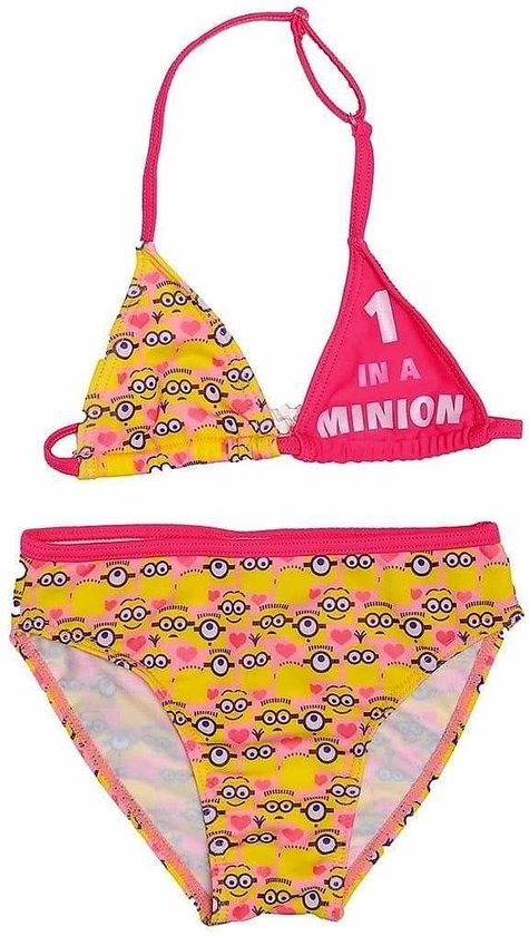 Minions - Bikini - One in a Minion - 3 Jaar - Maat 98 - Roze/Geel