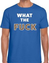 What The Fuck tijgerprint heren T-shirt blauw S