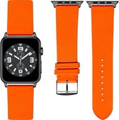 Oranje Lederen Apple horlogeband (38mm) zwarte adapter