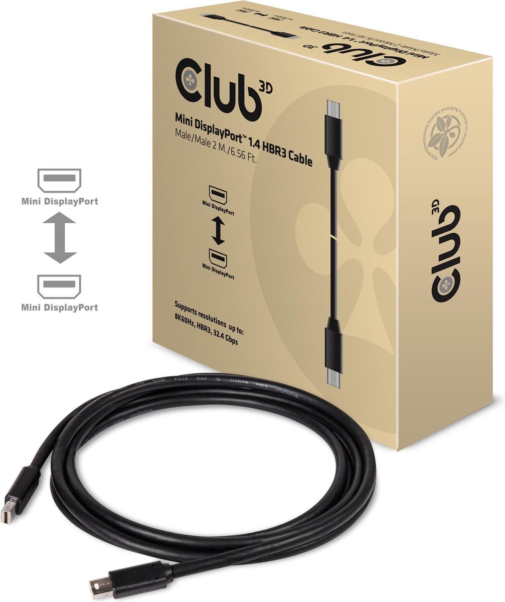 Club3D Mini Displayport 1.4 HBR3 Kabel 2Meter 8K60Hz