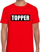 Topper  in kader shirt heren rood  / Topper in zwarte balk rood shirt heren S