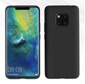 Liquid Silicone Back Cover + 9H Full Cover Screen Protector for Huawei Mate 20 Pro _ Zwart