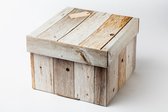 Coffret cadeau aspect bois carré 10 pièces - 25x25x18cm - Boîte de rangement - Coffret cadeau - Coffret cadeau - Emballage cadeau