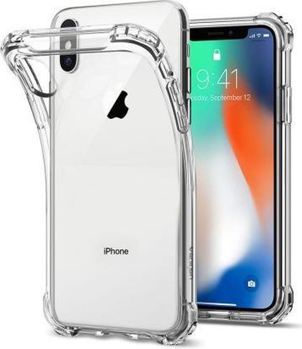 Hoesje Geschikt voor iPhone X/Xs Hoesje Siliconen Shock Proof Case Hoes - Hoes Geschikt voor iPhone X/Xs Hoes Cover Case Shockproof - Transparant