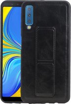 Grip Stand Hardcase Backcover voor Samsung Galaxy A7 (2018) Zwart