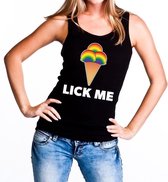 Lick me gaypride tanktop/mouwloos shirt zwart voor dames L