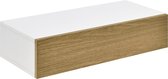 Wandplank met lade 50x24x12cm 2 stuks set - wit en houtlook