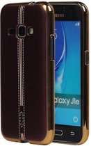 M-Cases Leder Look TPU Hoesje voor Galaxy J1 2016 Bruin