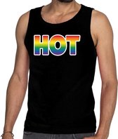 Hot gay pride tanktop/mouwloos shirt zwart heren S