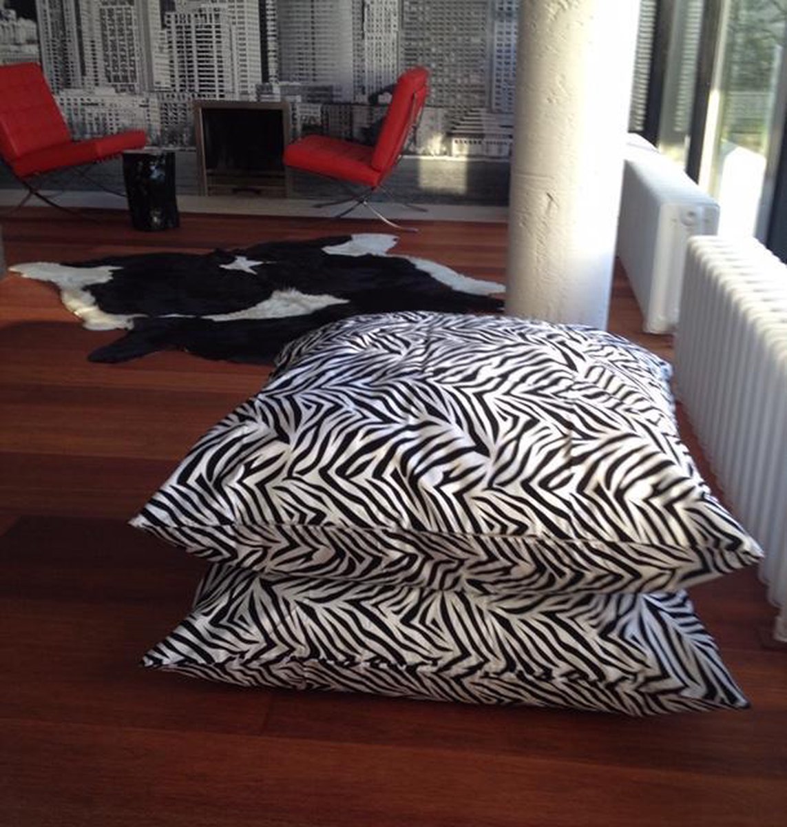 Sierkussenhoes vierkant / 70% Zijde, 30% Polyester / Wit / 100x100 cm / Zebra De Luxe