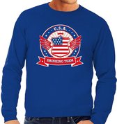 Blauwe USA drinking team sweater heren L