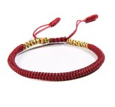 Premium handgeknoopte Tibetaanse armband - Bordeaux Rood Multi