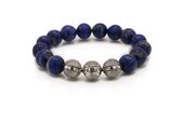 Edelsteen armband - Lapis Lazuli 12MM - 925 Sterling Zilver - Natuursteen armband - Valentijn cadeautje voor hem - Heren armband kralen - Cadeau voor man - InfinityBeads.nl