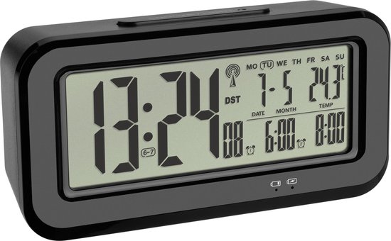 dief Onschuldig lenen TFA Digitale Radiogestuurde Wekker Met Thermometer - Zwart | bol.com