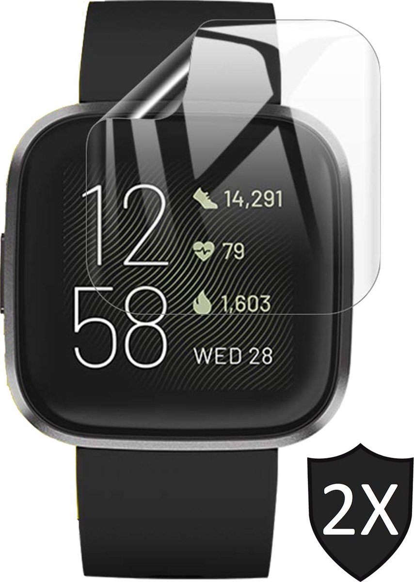Screenprotector geschikt voor FitBit Versa 2 - PET Glas Folie Screen Protector - 2 Stuks