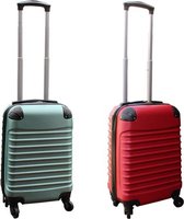 Travelerz kofferset 2 delig ABS handbagage koffers - met cijferslot - 27 liter - groen - rood