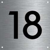 RVS huisnummer 12x12cm nummer 18