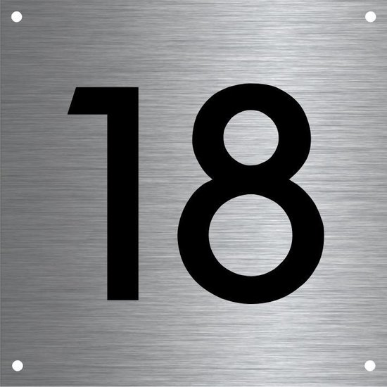 RVS huisnummer 12x12cm nummer 18 | bol.com