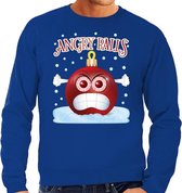 Foute Kerst trui / sweater - Angry balls - blauw voor heren - kerstkleding / kerst outfit L (52)