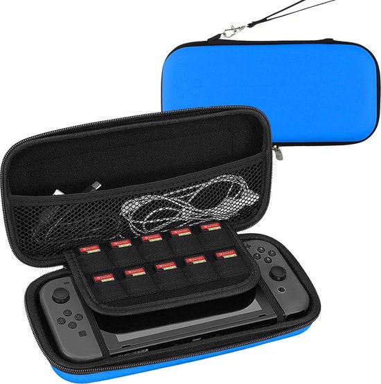 Hoes Geschikt voor Nintendo Switch Lite Case Hard Cover Bescherm Hoesje Koord - Case Geschikt voor Nintendo Switch Lite Hoes - Blauw