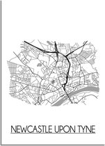 DesignClaud Newcastle upon Tyne Plattegrond poster A4 + Fotolijst wit