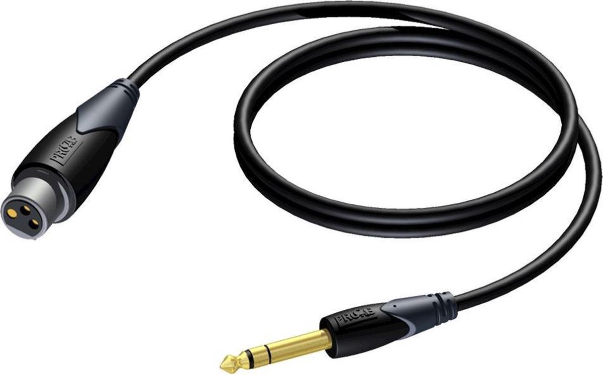 Procab CLA723 XLR (v) - 6,35mm Jack stereo (m) audiokabel - 1,5 meter