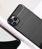 Apple iPhone 11 Pro hoesje - zachte back case brushed carbon voor nieuwe iPhone 11 Pro - Zwart