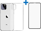 Shop4 - iPhone 11 Pro Max Hoesje + Glazen Screenprotector - Zachte Back Case Transparant