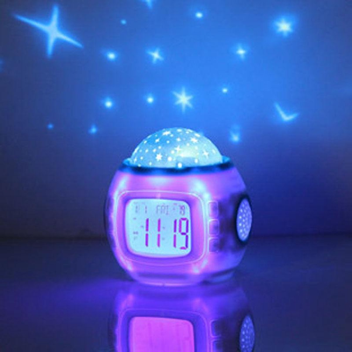 LED Digitale Wekker Sluimeren Sterrenhemel Gloeiende Projector Voor Kinderen Babykamer Kalender Thermometer Nachtlampje