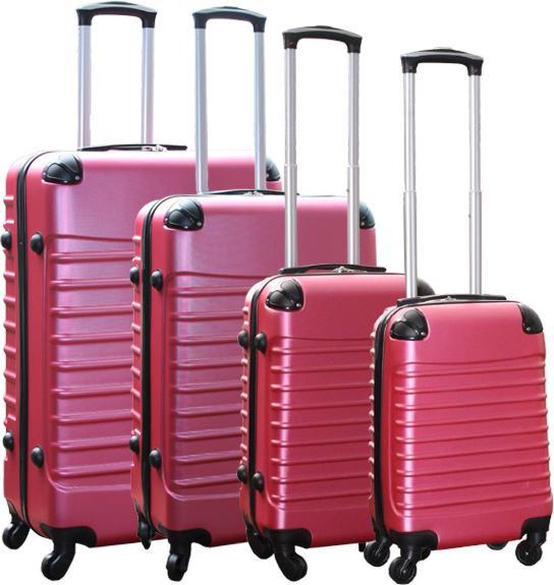 Travelerz kofferset 4 delig ABS - zwenkwielen - met cijferslot - roze