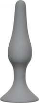 Lola Toys - BackDoor Black Edition - Slim Anal Plug - Dunne buttplug met zuignap - Kegelvorm - Anaalplug 100% Siliconen - S - 10,5cm x 2,5cm - Grijs