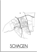 DesignClaud Schagen Plattegrond poster - A2 + fotolijst zwart (42x59,4cm)