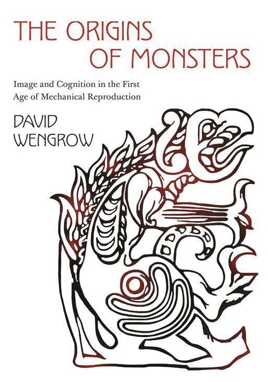 Couverture du livre "The Origins of Monsters". Avec une illustration rouge et noire d'une créature monstrueuse et du texte.